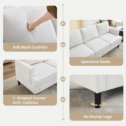 Canapé 3 places - Tissu respirant, accoudoirs de soutien et pieds robustes