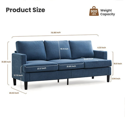 Canapé 3 places - Tissu respirant, accoudoirs de soutien et pieds robustes