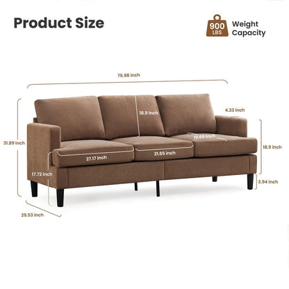 Canapé 3 places - Tissu respirant, accoudoirs de soutien et pieds robustes
