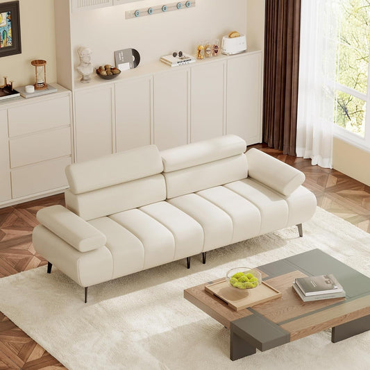 Canapé-lit 3 places, canapé-lit futon en similicuir, dossiers et accoudoirs réglables