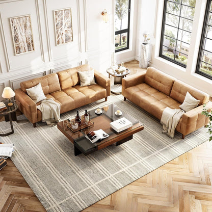 Canapé 3 places, 83 pouces de large, en similicuir, avec coussin à ressorts, canapé moderne