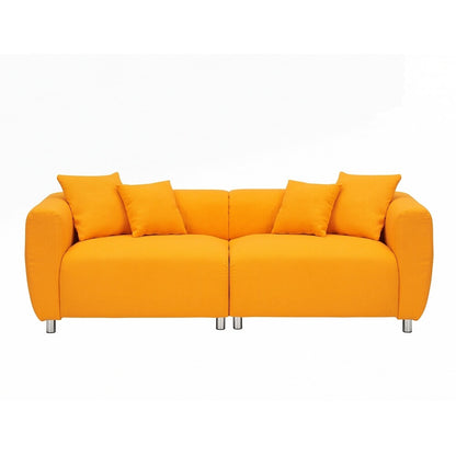 Canapé 3 places avec cadre en bois massif et 4 coussins