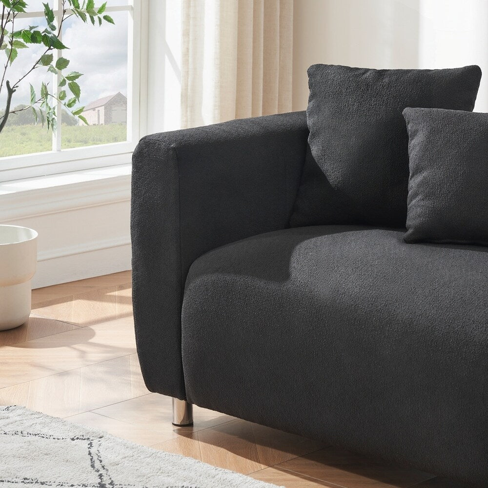 Canapé 3 places avec cadre en bois massif et 4 coussins