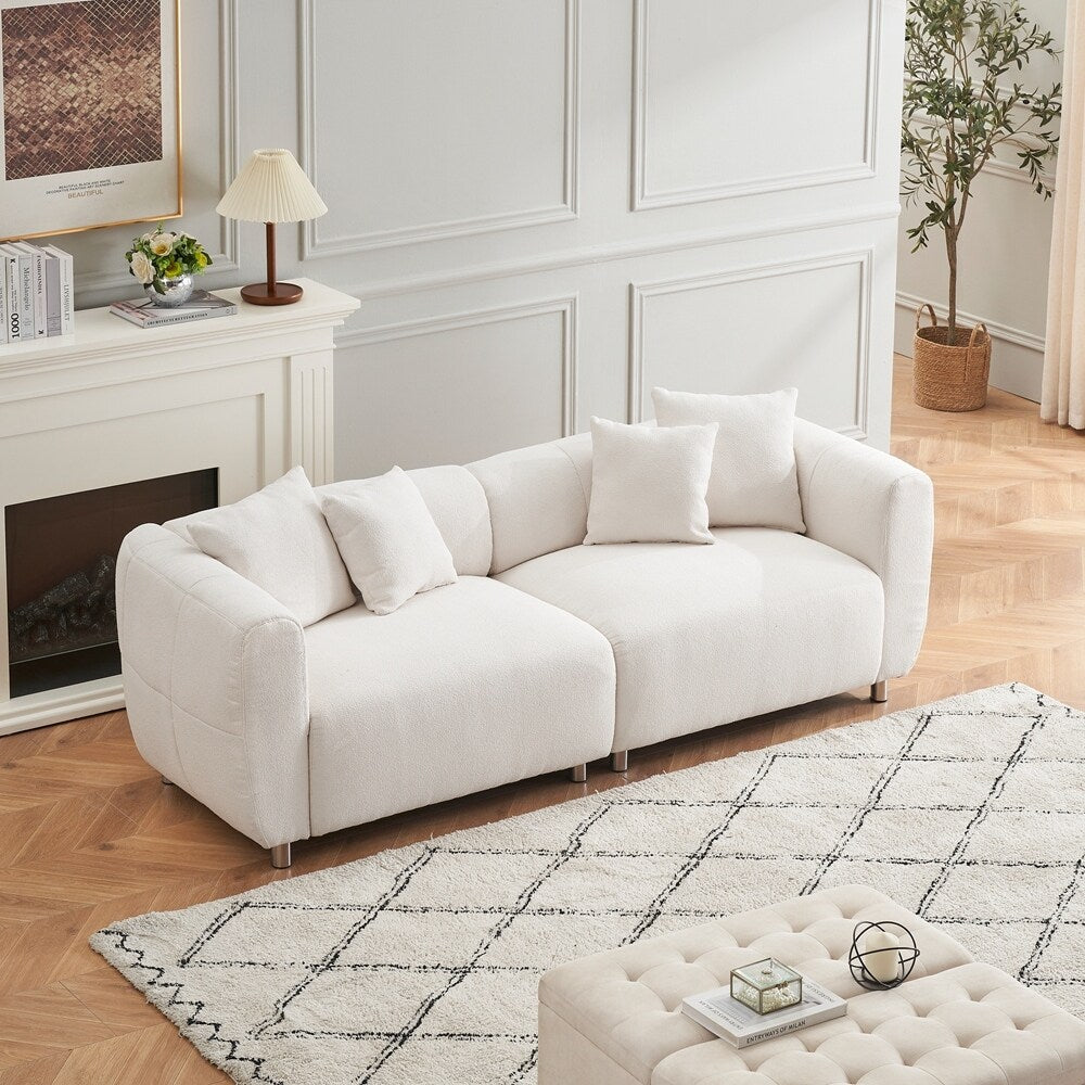 Canapé 3 places avec cadre en bois massif et 4 coussins