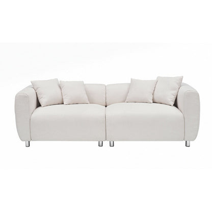 Canapé 3 places avec cadre en bois massif et 4 coussins