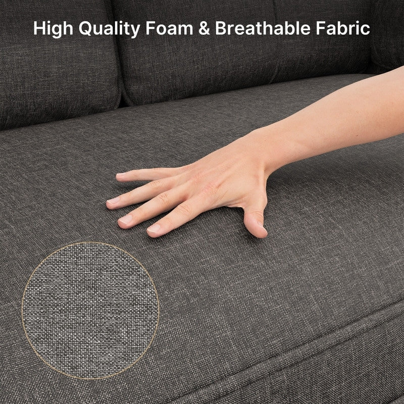 Canapé 3 places moderne rembourré, convertible, canapé-lit avec pieds en bois robustes pour le salon