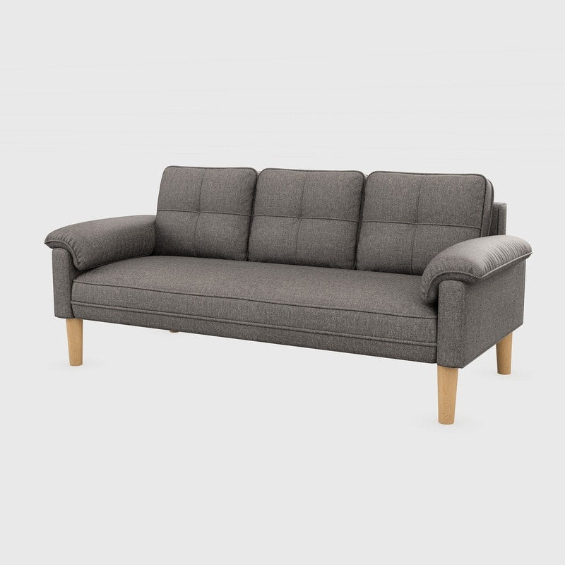 Canapé 3 places moderne rembourré, convertible, canapé-lit avec pieds en bois robustes pour le salon