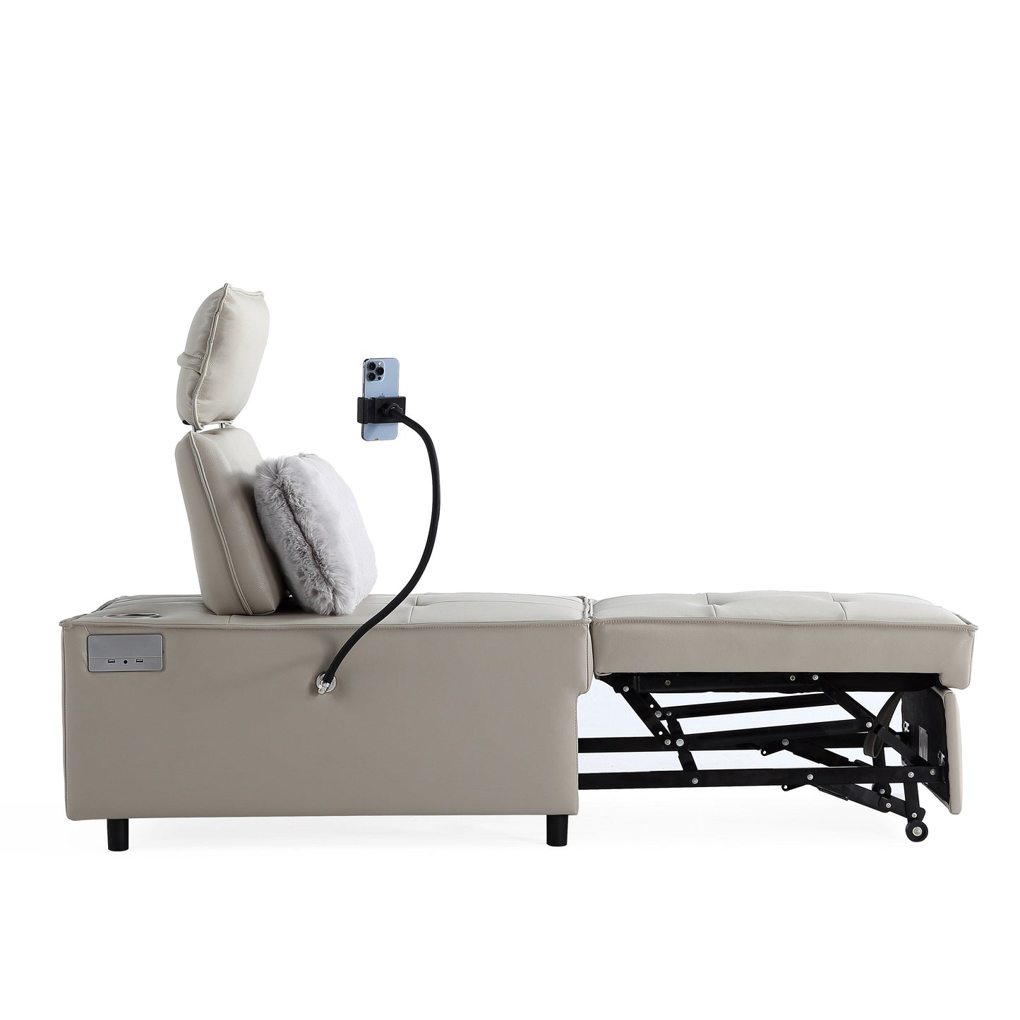 Fauteuil convertible 3 en 1, canapé inclinable réglable avec haut-parleurs Bluetooth, ports USB et oreiller moelleux