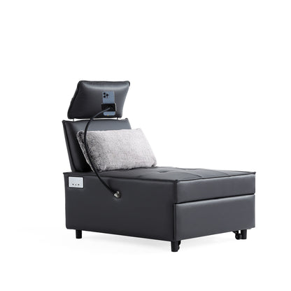 Fauteuil convertible 3 en 1, canapé inclinable réglable avec haut-parleurs Bluetooth, ports USB et oreiller moelleux