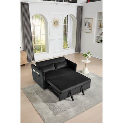 Canapé-lit futon convertible 3 en 1, 55 places, 2 oreillers, ports USB et poches latérales