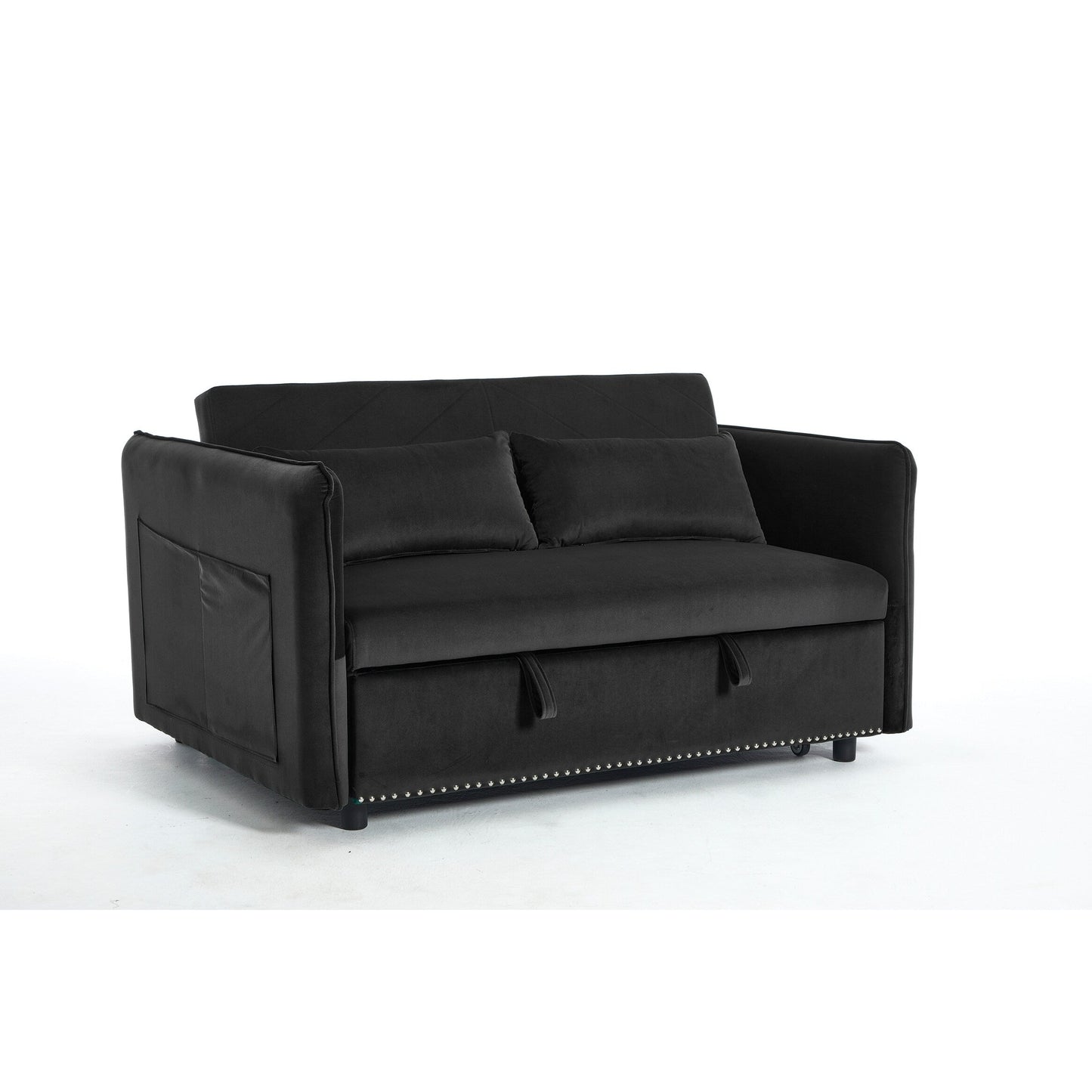 Canapé-lit futon convertible 3 en 1, 55 places, 2 oreillers, ports USB et poches latérales