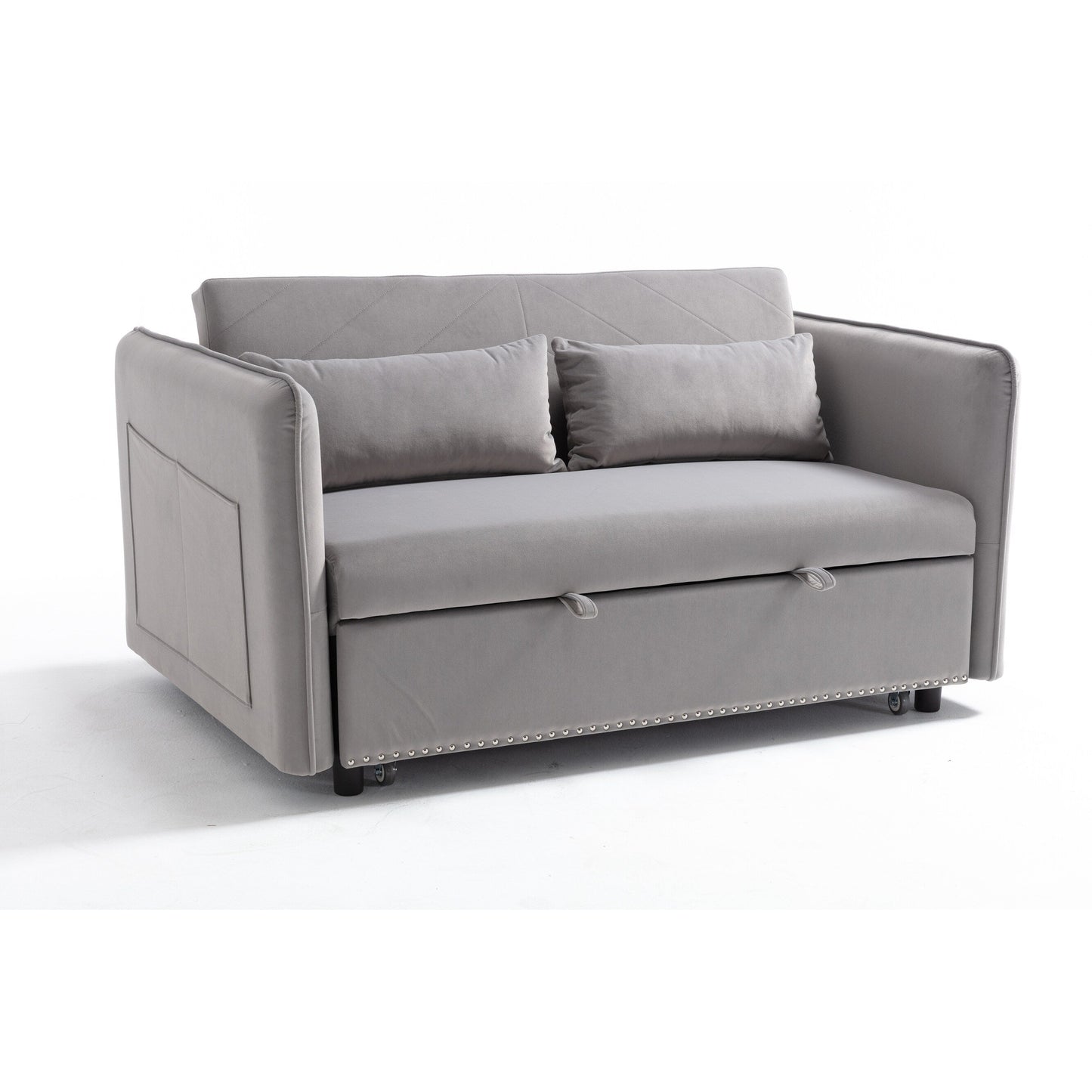 Canapé-lit futon convertible 3 en 1, 55 places, 2 oreillers, ports USB et poches latérales