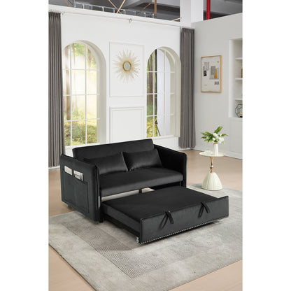 Canapé-lit futon convertible 3 en 1, 55 places, 2 oreillers, ports USB et poches latérales