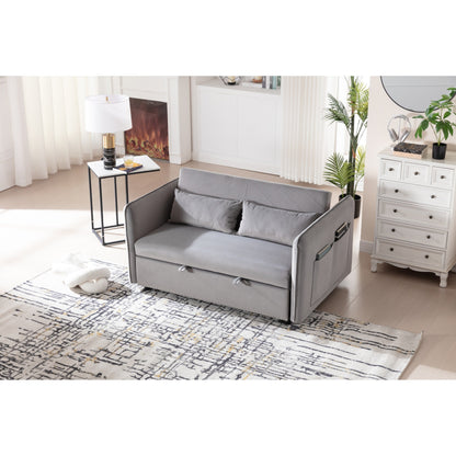 Canapé-lit futon convertible 3 en 1, 55 places, 2 oreillers, ports USB et poches latérales