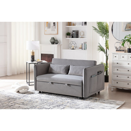 Canapé-lit futon convertible 3 en 1, 55 places, 2 oreillers, ports USB et poches latérales