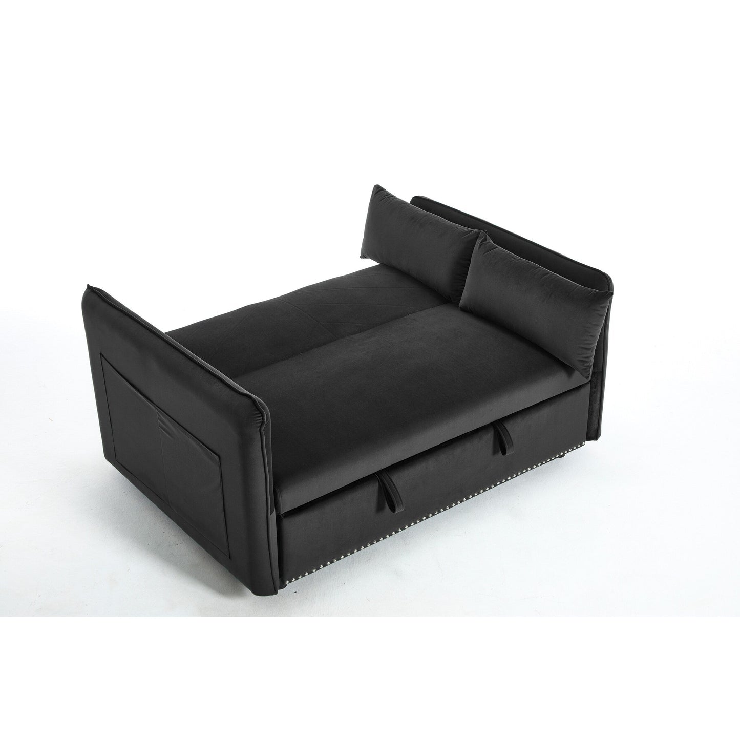Canapé-lit futon convertible 3 en 1, 55 places, 2 oreillers, ports USB et poches latérales