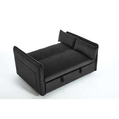 Canapé-lit futon convertible 3 en 1, 55 places, 2 oreillers, ports USB et poches latérales