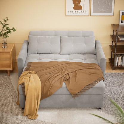 Canapé-lit convertible 3 en 1, chaise longue, causeuse avec lit escamotable, velours/tissu