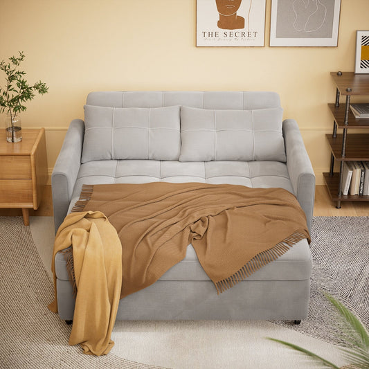 Canapé-lit convertible 3 en 1, chaise longue, causeuse avec lit escamotable, velours/tissu