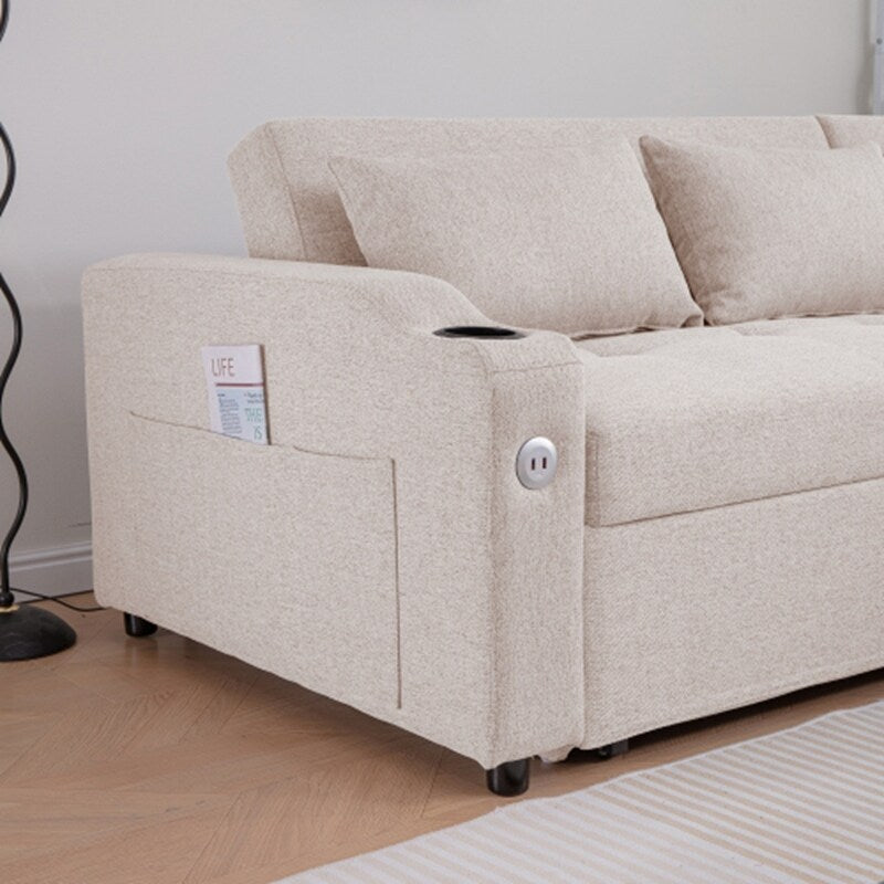 Canapé-lit gigogne 3 en 1 avec ports USB et porte-gobelets