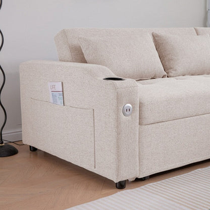 Canapé-lit gigogne 3 en 1 avec ports USB et porte-gobelets