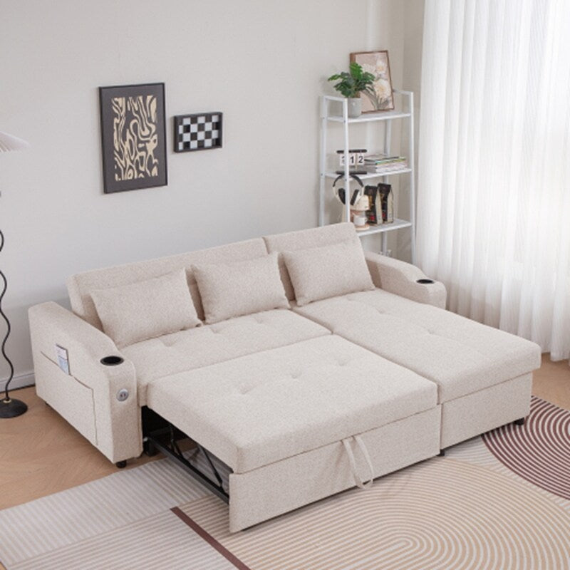 Canapé-lit gigogne 3 en 1 avec ports USB et porte-gobelets