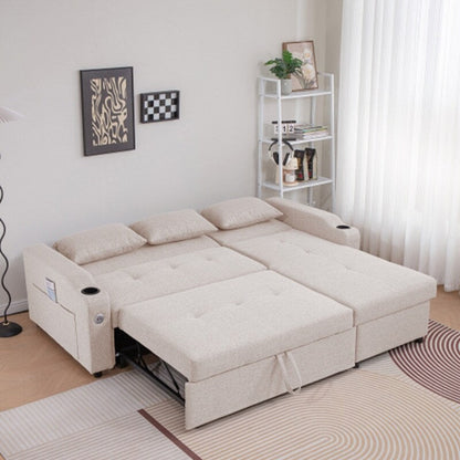 Canapé-lit gigogne 3 en 1 avec ports USB et porte-gobelets