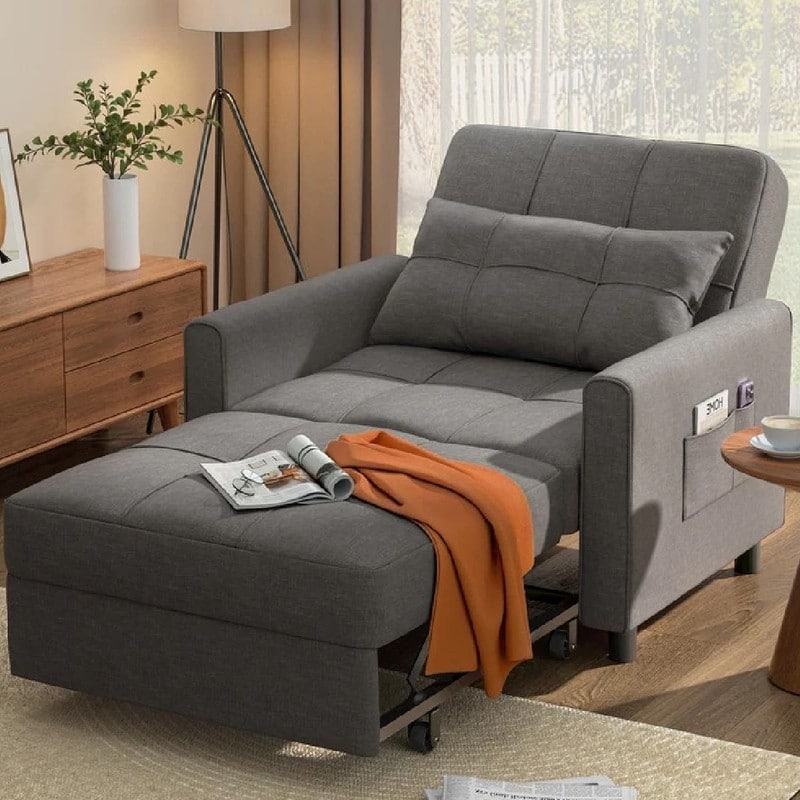 Canapé-lit gigogne 3 en 1, convertible, moderne, réglable et rembourré