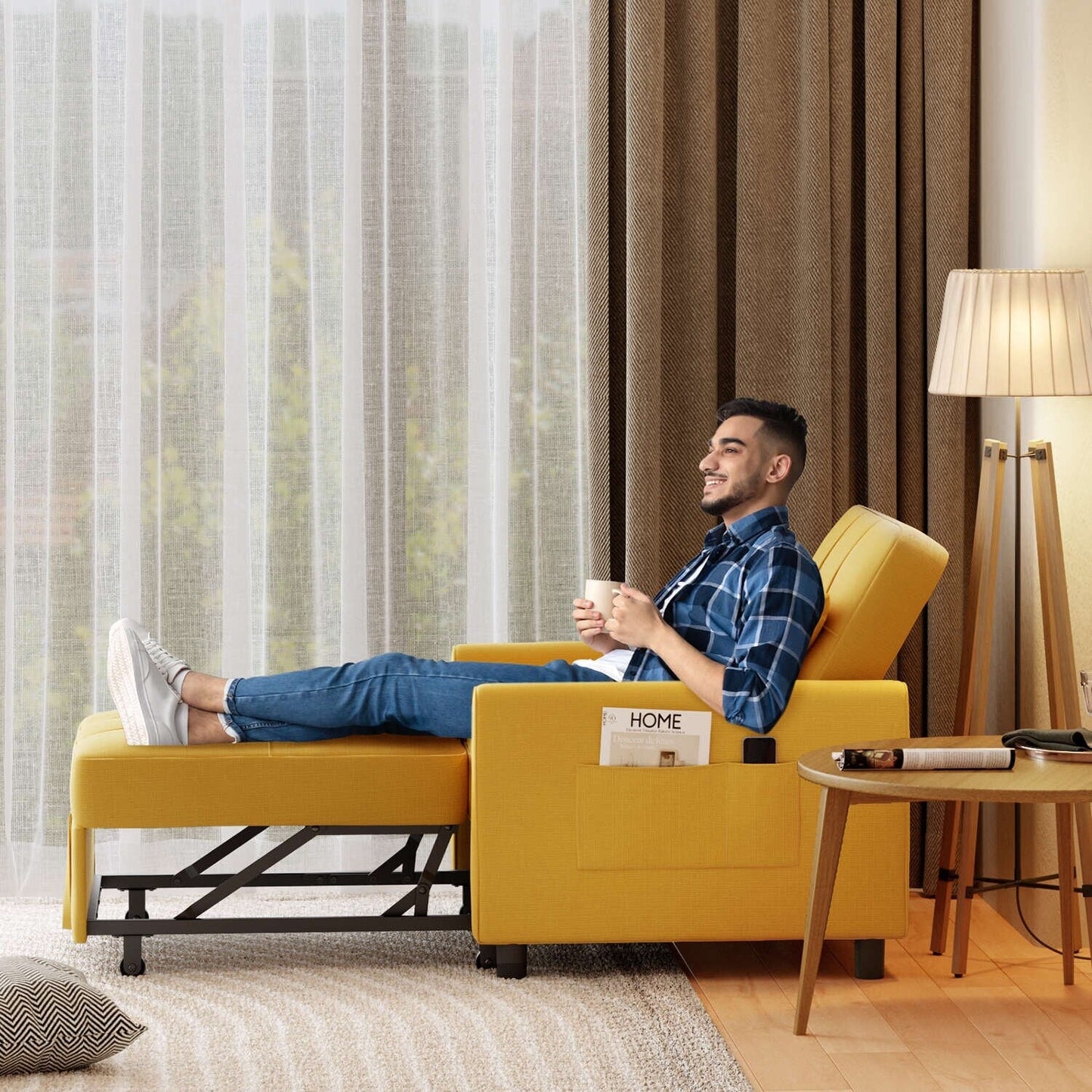 Canapé-lit gigogne 3 en 1, convertible, moderne, réglable et rembourré