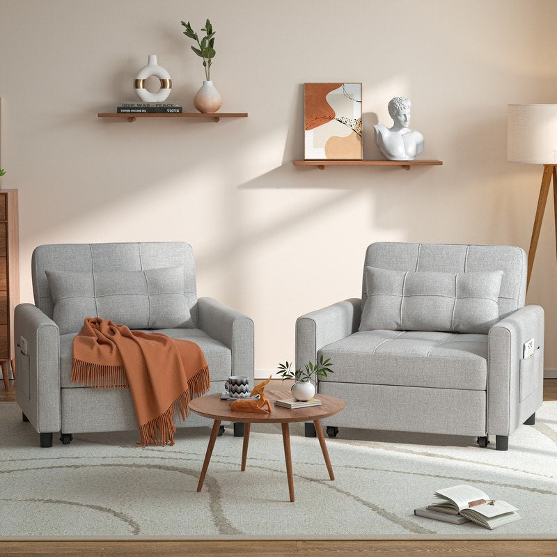 Canapé-lit gigogne 3 en 1, convertible, moderne, réglable et rembourré