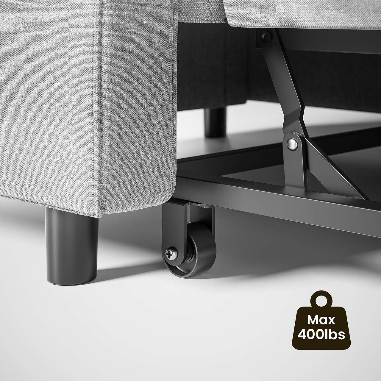 Canapé-lit gigogne 3 en 1, convertible, moderne, réglable et rembourré