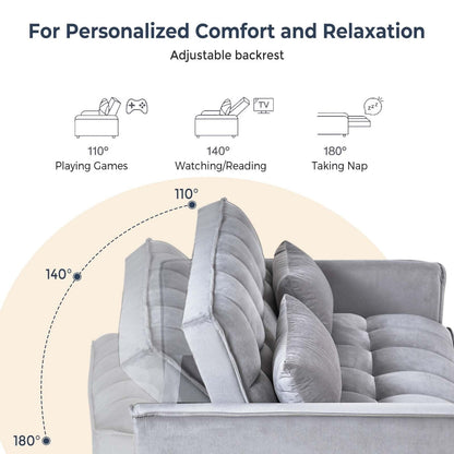 Canapé-lit 3 en 1 en velours avec dossier réglable