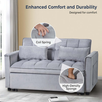 Canapé-lit 3 en 1 en velours avec dossier réglable