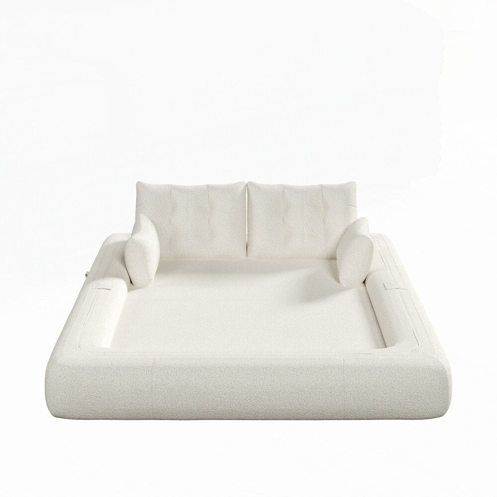 Canapé-lit 3 en 1 en tissu Teddy rempli de mousse
