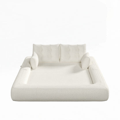 Canapé-lit 3 en 1 en tissu Teddy rempli de mousse