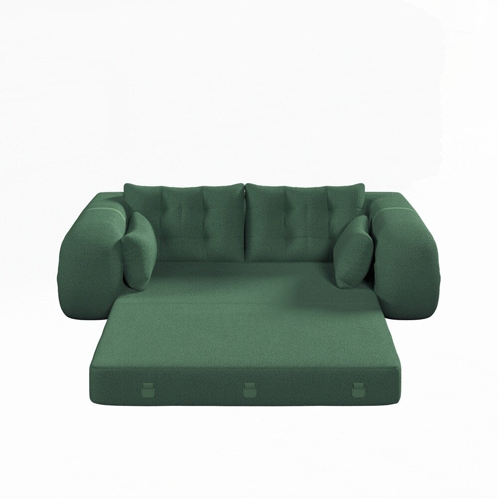 Canapé-lit 3 en 1 en tissu Teddy rempli de mousse