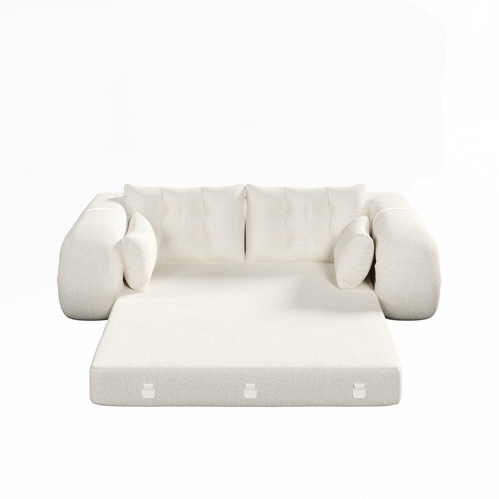 Canapé-lit 3 en 1 en tissu Teddy rempli de mousse