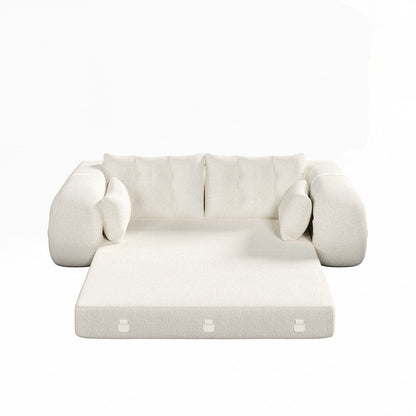 Canapé-lit 3 en 1 en tissu Teddy rempli de mousse