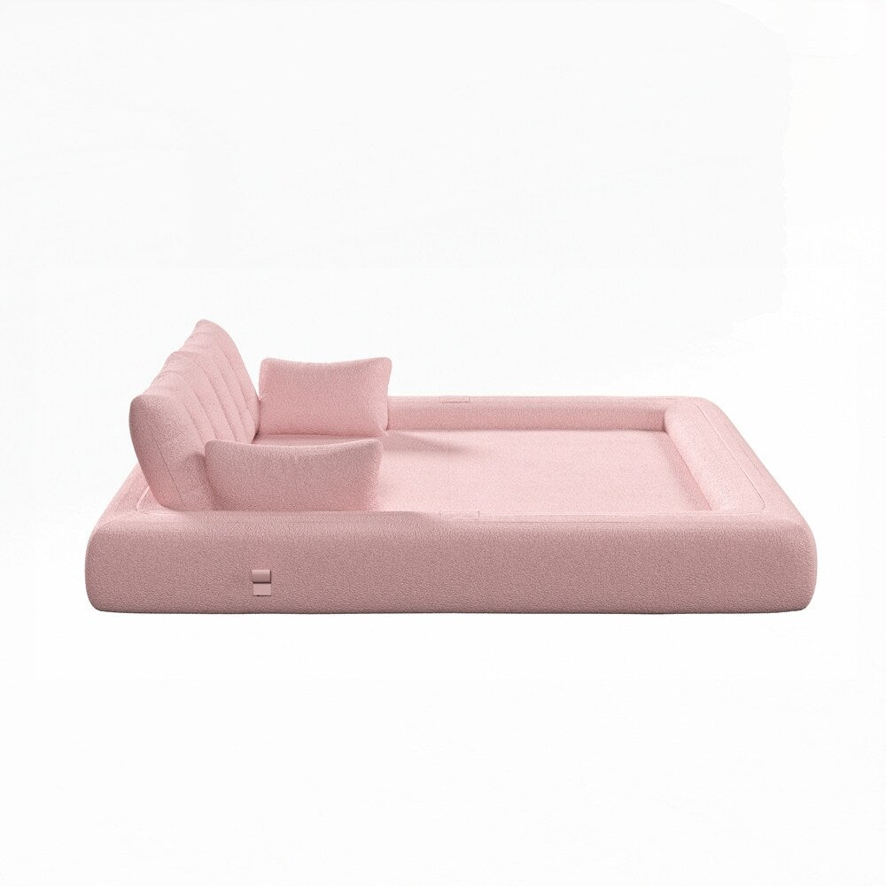 Canapé-lit 3 en 1 en tissu Teddy rempli de mousse