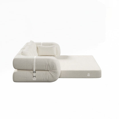 Canapé-lit 3 en 1 en tissu Teddy rempli de mousse