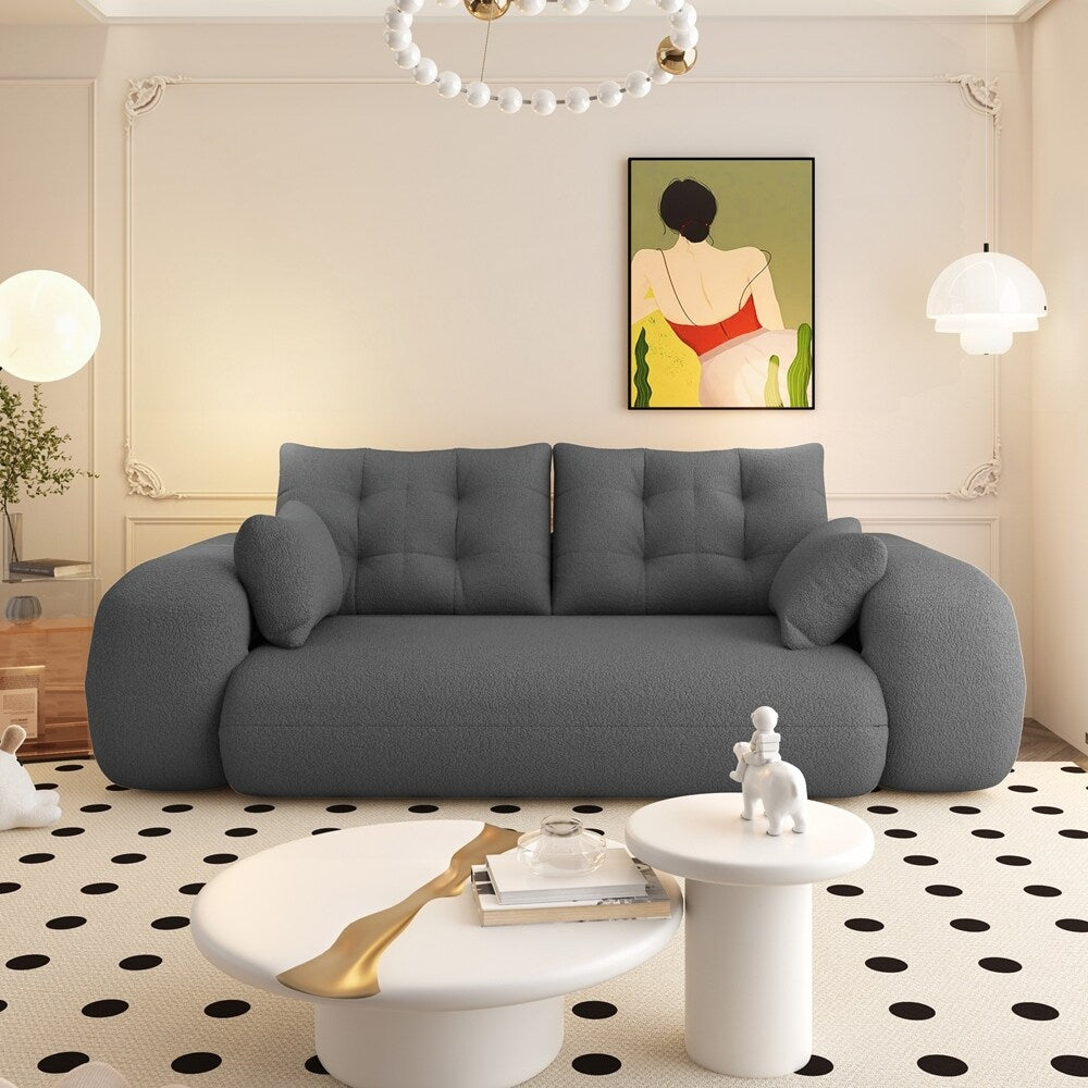 Canapé-lit 3 en 1 en tissu Teddy rempli de mousse