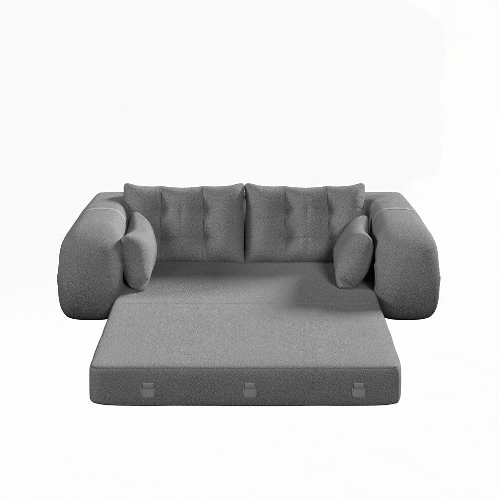 Canapé-lit 3 en 1 en tissu Teddy rempli de mousse