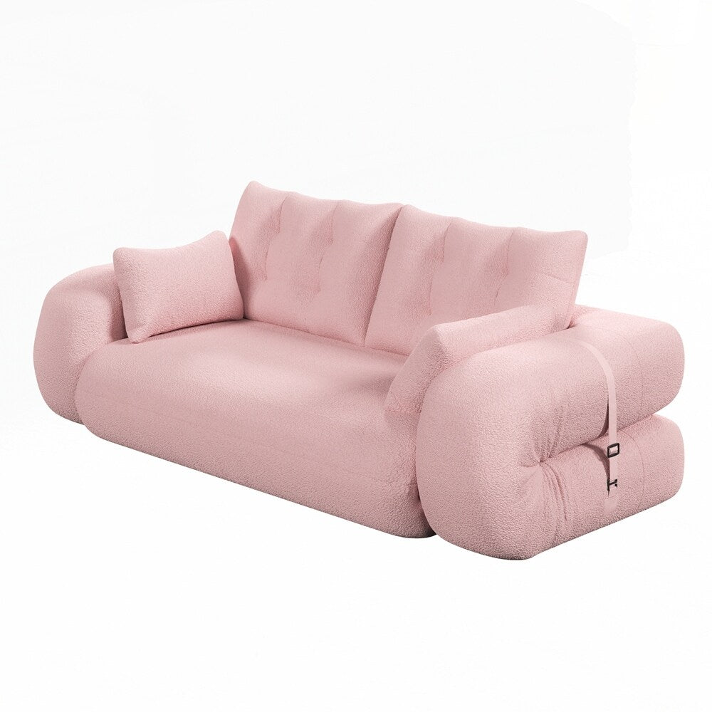 Canapé-lit 3 en 1 en tissu Teddy rempli de mousse