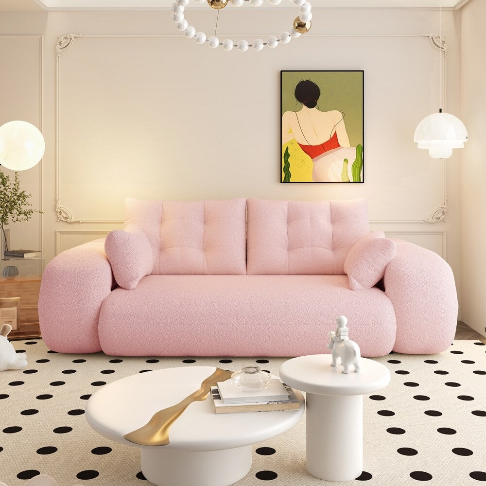 Canapé-lit 3 en 1 en tissu Teddy rempli de mousse