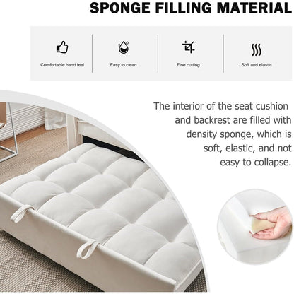 Canapé-lit 3 en 1 en velours - Canapé-lit gigogne avec dossier réglable, accoudoirs et poches de rangement pour le salon