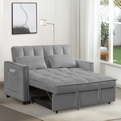 Canapé-lit 3 en 1 en velours avec dossier réglable