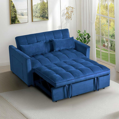 Canapé-lit 3 en 1 en velours avec dossier réglable