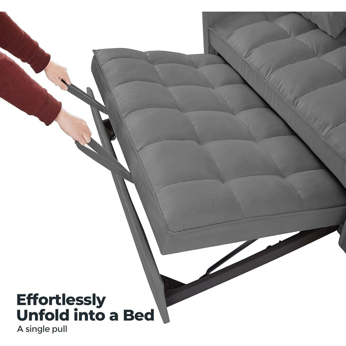 Canapé-lit 3 en 1 en velours avec dossier réglable