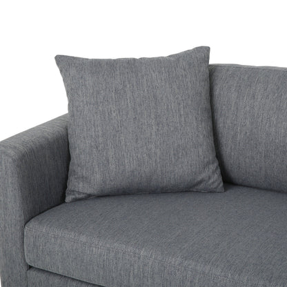 Canapé 3 places avec pieds en bois et deux oreillers