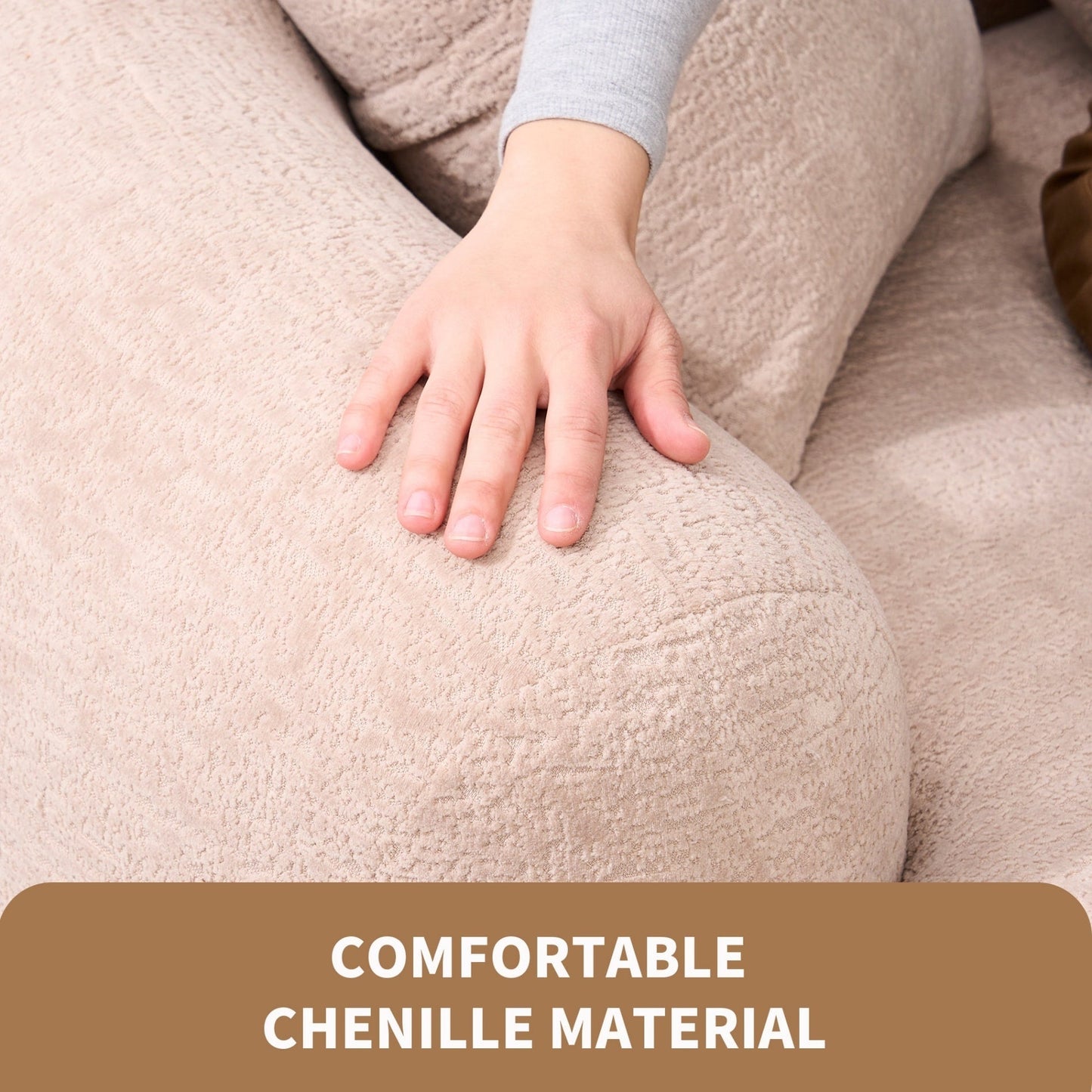 Canapé causeuse compact incurvé sans assemblage en chenille 30D avec éponge de compression complète